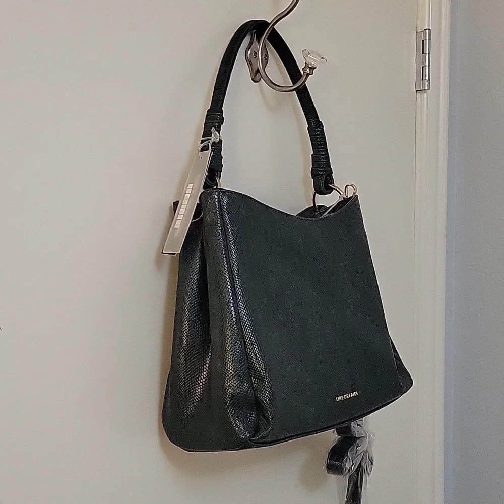 Like DREAMS Forest Green Woven Basketweave Satchel Shoulder Bag